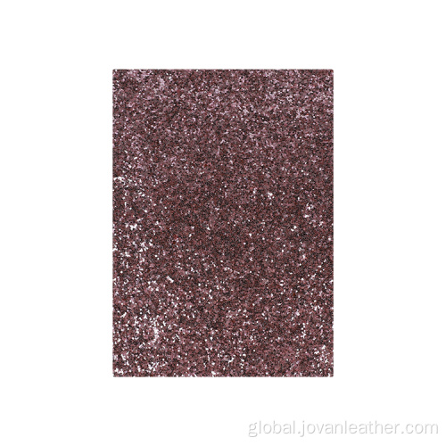 Glitter Pu Artificial Leather Pink Chunky Glitter Synthetic Leather Faux Leather Supplier